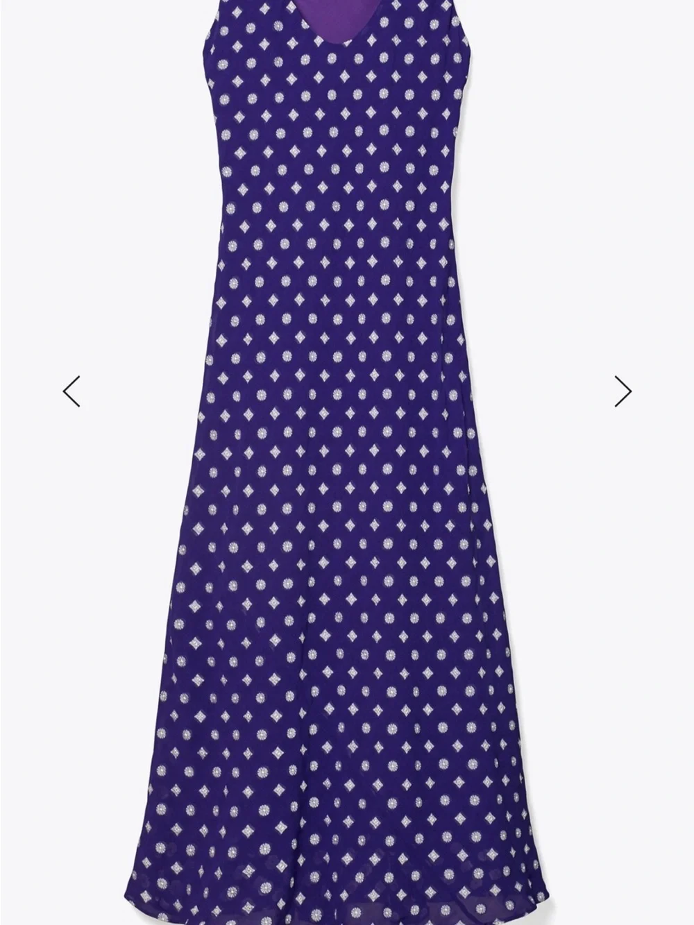 Tory Burch Navy Purple & White Polka Dot Scoop-Neck Midi Dress